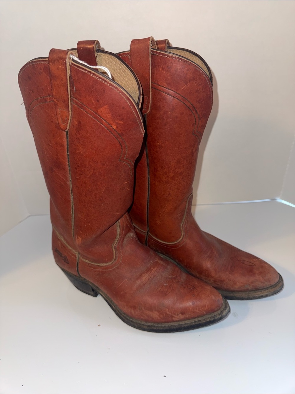 VINTAGE GOLDEN RETRIEVERS leather western rancher rodeo cowboy boots 7